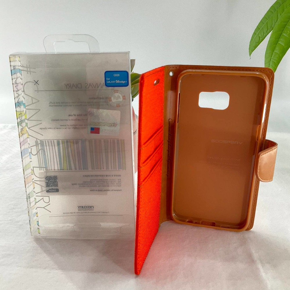 Goospery Wallet Case For Samsung Galaxy S6 edge+, Orange